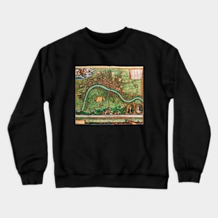 Antique London, England Street Map by Johannes de Ram, 1689 Crewneck Sweatshirt